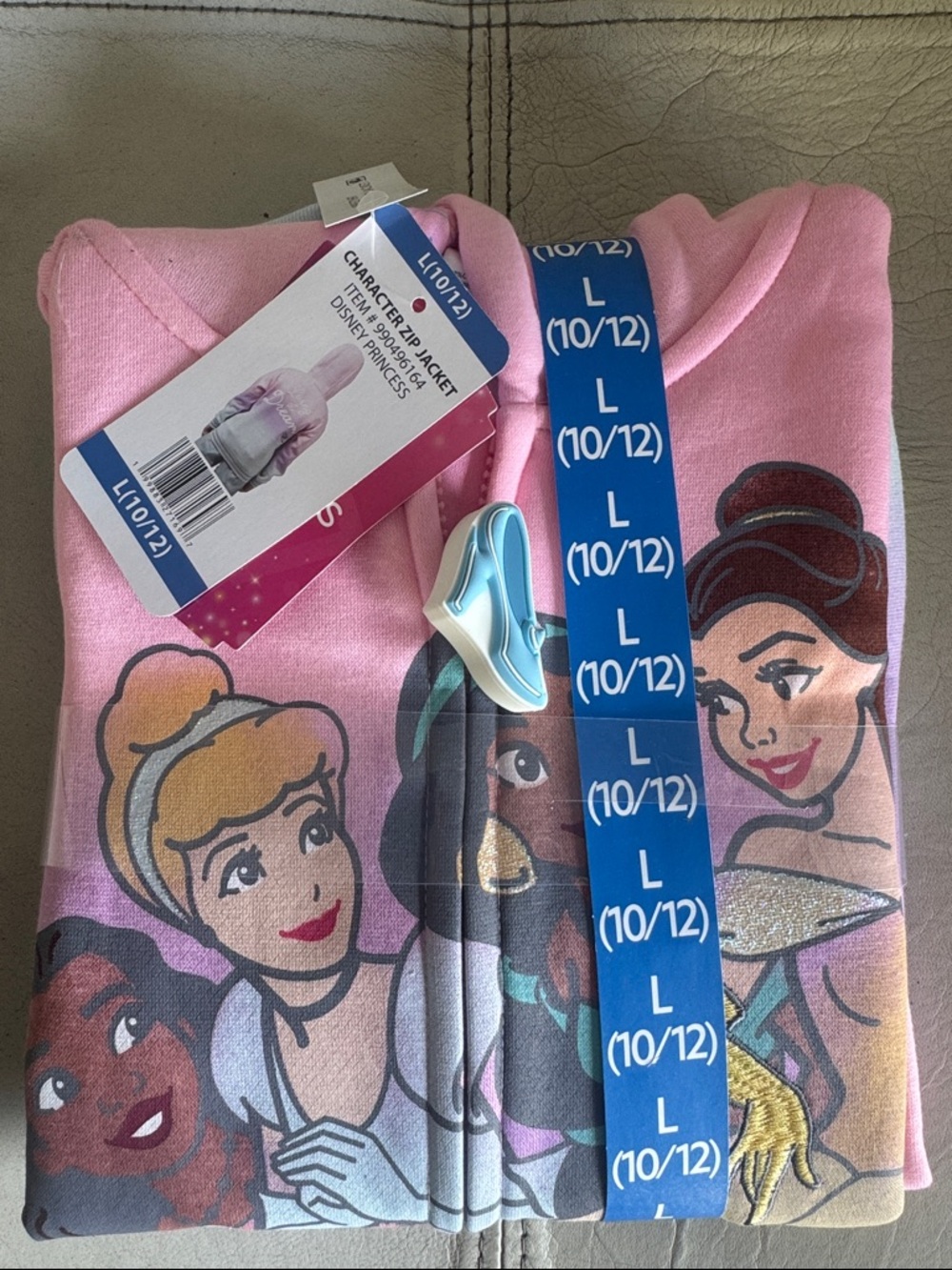 Disney Girls' Pink Princess Hooded Pajama Jacket with Glitter Accents
